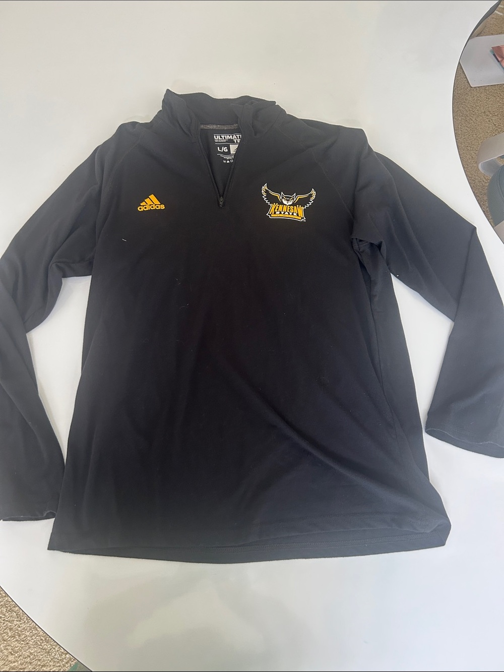 Kennesaw State University Adidas Black Quarter-Zip Pullover with logo